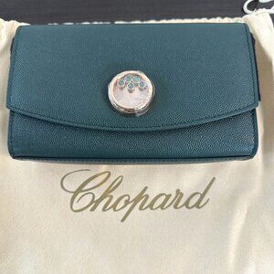 Chopard Happy Malachite Cabochons Green Grained Leather Handbag 95000-0991